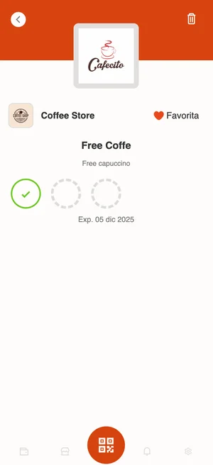 Punch card showing stamp progress